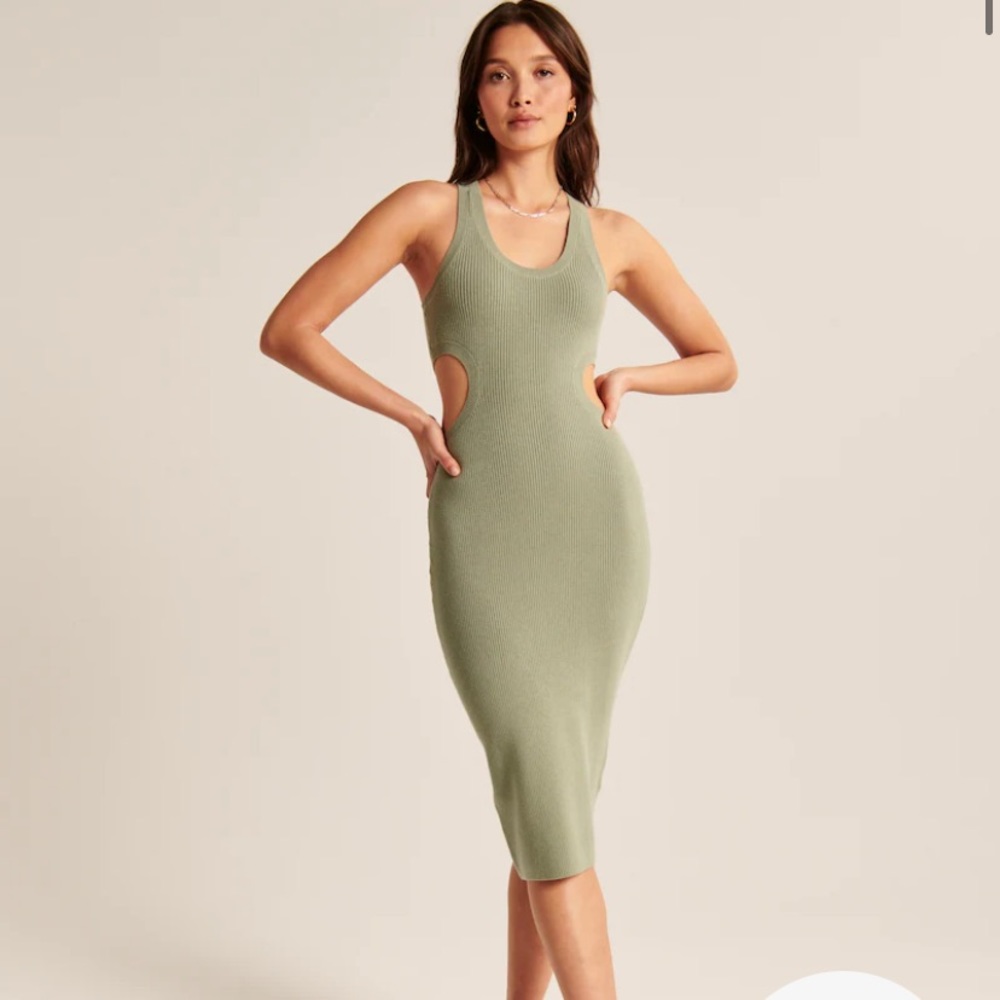 Abercrombie & Fitch Elevated Knit Side Cutout Midi Dress